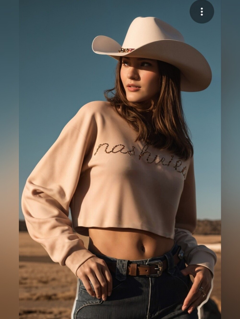 NASH Cream Nashville Crop Sweatshirt
